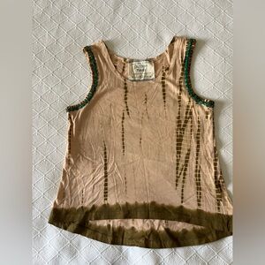 Women's Tan and Green Tank Top